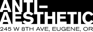 ANTI-AESTHETIC logo with address